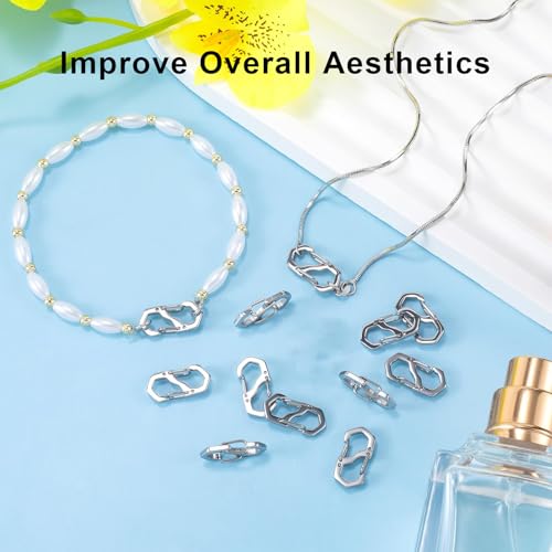 Double Opening Lobster Clasp,Sliver Bracelet Clasp Charm Clasp,Chain Shortener,Necklace Connectors for Multiple Necklaces - 10 Pack - size: Sliver