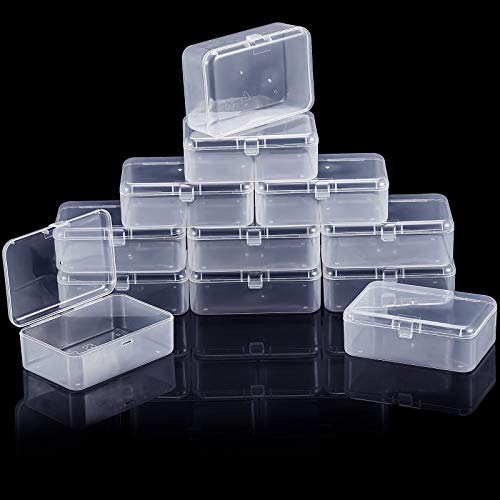 SATINIOR 12 Pack Clear Plastic Beads Storage Containers Box with Hinged Lid for Beads and More (3.54 x 2.36 x 1.26 Inch) - size: 3.54 x 2.36 x 1.26 Inch