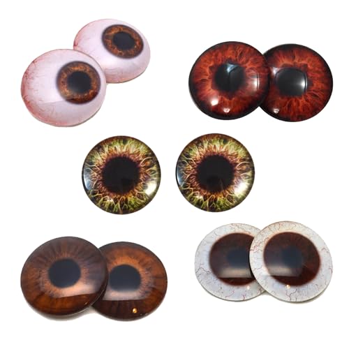 Megan's Beaded Designs 5 Pairs Brown Human Eyes Collection Discounted Bundle Set of 10 Eyes - Bulk Wholesale Lot - Taxidermy Art Sculptures Jewelry Making Supply (8mm) - size: 8mm
