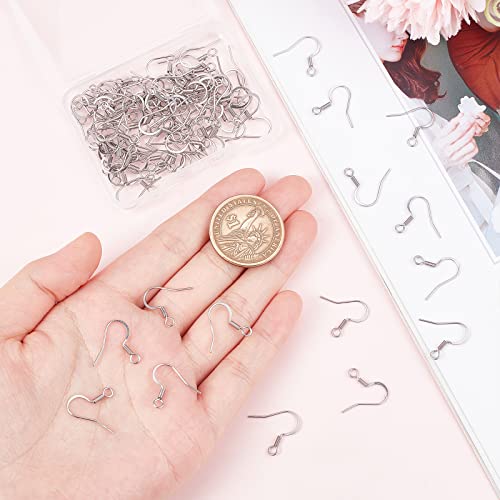 SUNNYCLUE 1 Box 100Pcs French Earring Hooks 304 Stainless Steel Earwire Ear Wires Silver Earwires Fishhook Ear Hook for Jewellery Making Women Adults DIY Dangle Earrings Crafts Supplies - color: 100pcs French Earring Hooks Stainless Steel