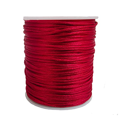 1.5mm Nylon Satin Cord Thread Beading String for Macrame Bracelets Chinese Knotting,Necklaces,Jewelry Making 109 Yards (Maroon) - color: Maroon, size: 1.5mm