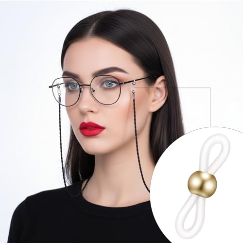 40 Pcs Eyeglass Chain Ends, Adjustable Silicone Anti-Slip Rubber Connectors, Glasses Strap Retainer Holder Loops for Sunglasses Sports Eyeglasses Necklace Chains