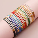 Tila Beaded Stretch Strand Bracelets for Women, Cute Boho Stackable Handmade Colorful Mixed Flat Square Beads Elastic Beach Surfer Bracelet Trendy Jewelry Friend Gift - color: 0901F