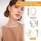 Beebeecraft 1 Box 100Pcs Leverback Earring Hooks 24K Gold Plated French Earring Hooks Earwire Findings 16.5x10mm for DIY Women Earring Making - color: Gold