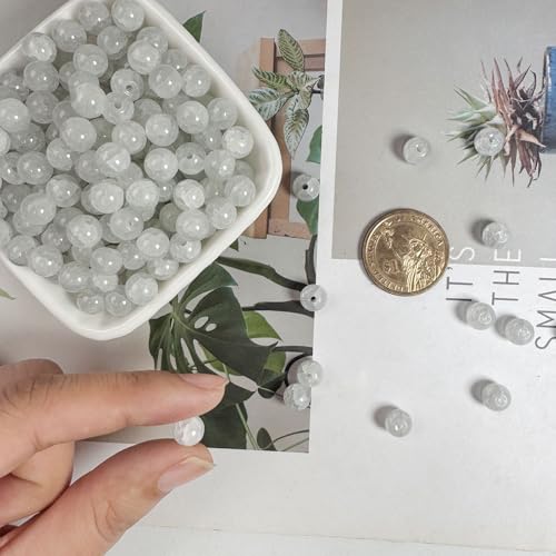 8mm Crackle Glass Beads for Jewelry Making, 700Pcs Round Crystal Beads for Bracelets, DIY Crafts (Lt Grey Crackle) - color: Lt Grey Crackle
