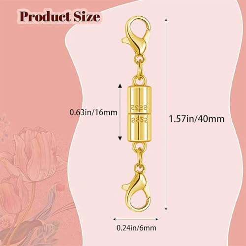 Magnetic Necklace Clasps, 925 Silver Jewelry Closures, Chain Extender Connectors, 8 Pack (8pcs Golden B) - color: 8pcs golden B