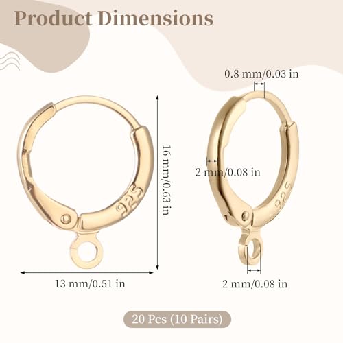 20 Pcs Gold Plated Earring Hooks Small Round Earring Hoops with Loops Jewelry Making Supplies for DIY Dangle Earring Making - color: Gold