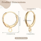20 Pcs Gold Plated Earring Hooks Small Round Earring Hoops with Loops Jewelry Making Supplies for DIY Dangle Earring Making - color: Gold