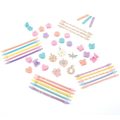 Make It Real: Linked Looks - 48pc DIY Bracelet Kit, Pastel Charms & Connectors, Mix & Match Styles, Cord Bracelet Jewelry Craft Set, Girls & Kids 6+