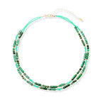 Elisheva Natural Stone Choker Necklace for Women, Boho Natural Emperor Jasper Stone Lace Agate Beaded Crystal Necklace, Gemstone Jewelry Gift for Her - style: 2 layered green emperor stone