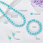Gemstone Beaded Necklace for Women, Trendy 18K Gold Plated Hematite Natural Stone Bead Choker, Boho Handmade Summer Beach Necklaces for Women Everyday Western Jewelry Gifts - color: 03-Turquoise