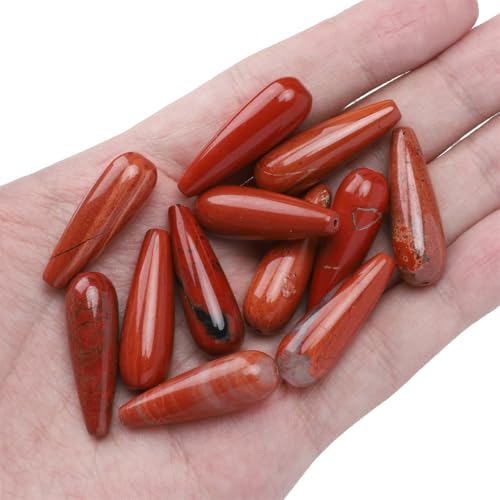 BEADIA Natural Redstone Teardrop Stone Beads 10x30mm 12pcs Dangle Earring Charm for DIY Jewelry Making - color: Redstone
