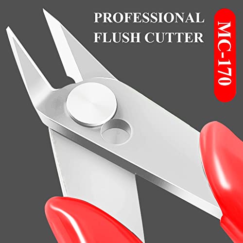 2 Pack Flush Cutters MC-170, MONVICT Wire Cutters 5 Inch Side Cutting Pliers Precision Cutter Tools Ultra Sharp Micro Wire Cutters for Cables Wires Zip Ties 3D Printing Electrical & Cut Needs… - color: 5"- Pack 2