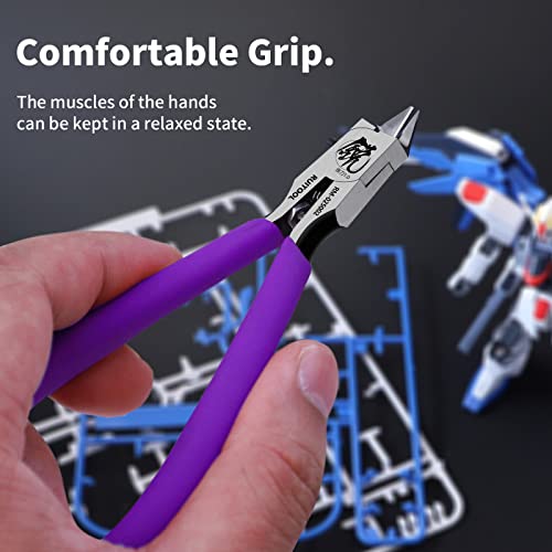 RUITOOL Model Nippers,Gundam Model Tools for Beginners to Repair and Fix Plastic Models, Ultra-thin Single-edged Non-slip Grip,4.7 Inch Sharp Cutters for Gunpla Model Building - color: Purple