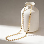 Dremmy Studios Dainty Gold Choker Necklace for Women 14K Gold Plated Coin Disc Figaro Layered Beaded Flat Mariner Sideways Cross Wishbone Link Clavicle Necklaces - style: Coin