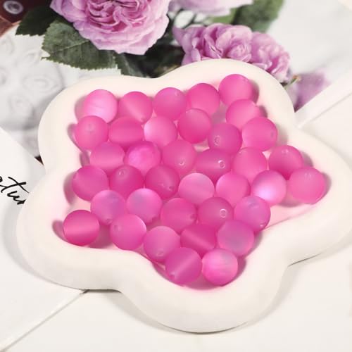 25pcs Resin Transparent Frosted Beads 16mm Cat Eye Circular Rubber Bead Spacer Bead DIY Making Friendship Bracelet Phone Chain Keychain Pen Beads Accessories (Rose) - color: Rose