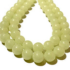 ABCGEMS Glow-in-Dark Mexican Olive-Green Aragonite Beads (AKA Cave Calcite- Extremely Rare) Healing Crystal Chakra Energy Stone Ideal for Bracelet Necklace Ring DIY Jewelry Making Smooth Round 10mm - color: Green Aragonite- Glow in Dark (From Mexico)