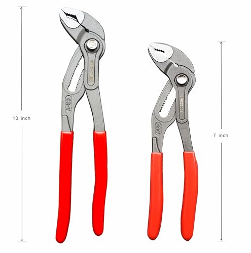 2pc Groove Joint Plier, Adjustable Pliers Multi-Purpose Water Pump Pliers, Tongue And Groove Plier, V-Jaw, Chrome-Vanadium Steel,Slip Joint Plier Set For Craftsman Lineman Engineer(7+10inch) - style: 7+10 inch