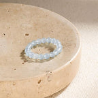 NLIEO Natural Gemstone Stretch Beaded Rings for Women Stackable Dainty Elastic Crystal Rings Jewelry - style: Aquamarine