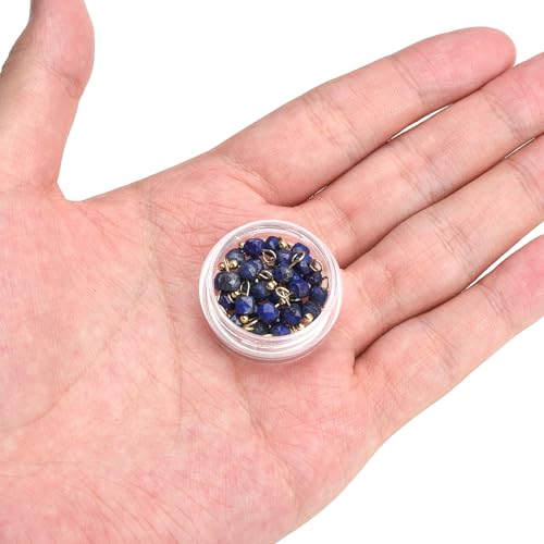Beadia Natural Faceted Cube Stone Charms 4mm 30pcs with Untarnish Metal Accessories Loose Square Beads for DIY Jewelry Making - color: Lapis Lazuli