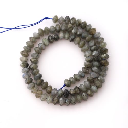 Faceted 4x6mm Natural White Labradorite Stone Rondelle Spacer Gemstone Beads Loose Semi Gemstone Beads for Jewelry Making - color: White Labradorite