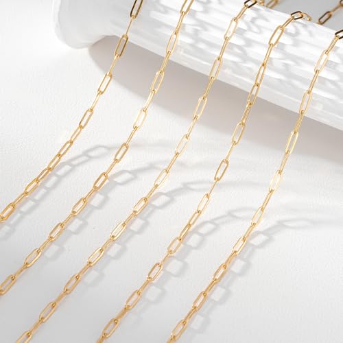 12 Pack Paperclip Chain Necklace Bulk Adjustable Gold Plated Stainless Steel Necklace Chains for Jewelry Making - color: Gold 16 Inches