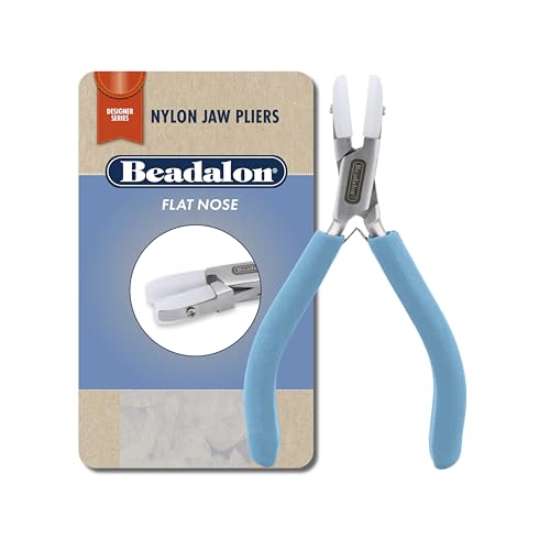 Beadalon Designer Series Nylon Jaw Pliers, Flat Nose, Pacific Blue Vinyl-Free Grips, Stainless Steel, 5.25 in - color: Pacific Blue, style: Flat Nose