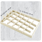 24 Grids Stackable Jewelry Tray Organizer with Removable Dividers, Velvet Jewelry Display Tray for Earrings Necklaces Bracelet Rings Display Showcase - Light Khaki - color: Light Khaki