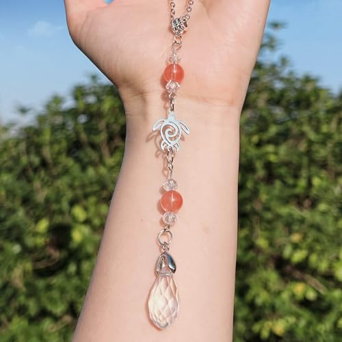 Car Rear View Mirror Accessories Car Hanging Ornament, Cuckold Rearview Handmade Decor Charm Rose Quartz Crystal Beads Cute Boho&Hippie Swinging Interior Decor for Women Men - color: Rose Quartz-cuckold
