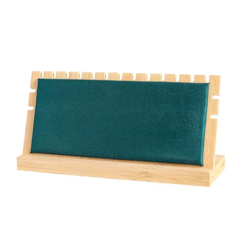 TANG SONG 4.9" x 9.8" Horizontal Bamboo Flannelette Soft Mat - Necklace Display Stand Organizer for Multiple Bracelets & Chains - Jewelry Storage Holder for Home (Green, Small) - color: Green, size: Small