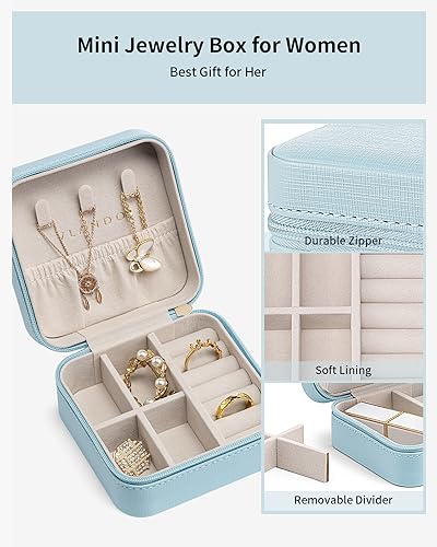 VLANDO Teacher Appreciation Gifts - Travel Jewelry Case - Travel Essentials for Women - Small Jewelry Travel Organizer Case for Girls Women - Blue - color: C.Blue