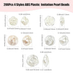 LiQunSweet 200 Pcs 4 Styles Rose Shape ABS Plastic Imitation Pearl Beads Flowers Loose Spacer Beads for DIY Jewelry Crafts Gifts - color: Rose Shape Imitation Pearl Beads_200 Pcs