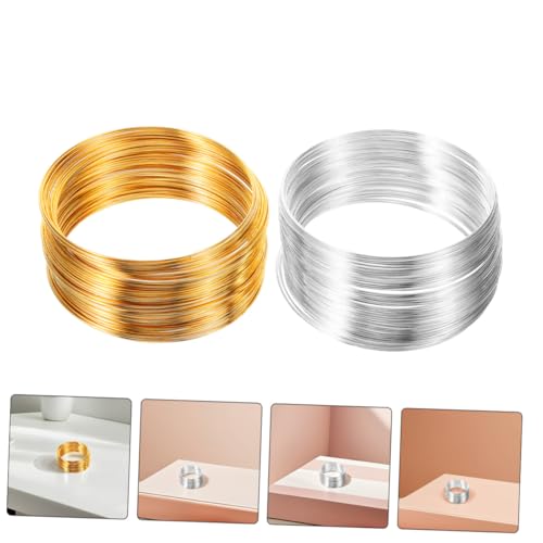 Homoyoyo 4 Rolls Memory Wire for Jewelry Making, Flexible Metal Wire for Bracelets, Necklaces, Rings, Earrings DIY Craft Supplies, Gold and Silver, 100 Loops Each, Suitable for Beading