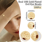 Beebeecraft 100Pcs/Box Evil Eye Spacer Beads 18K Gold Plated Monster Eye Beads Charm 5.5x6mm Loose Jewelry Making Beads for DIY Bracelet Earring Necklace - color: Evil Eye