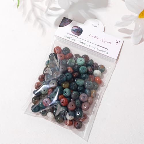 Raicegs 100pcs 5×8mm Rondelle India Agate Beads Natural Gemstone Beads Abacus Disk Stone Loose Beads for Jewelry Making DIY Bracelets Necklace - color: India Agate, size: 5×8mm Rondelle