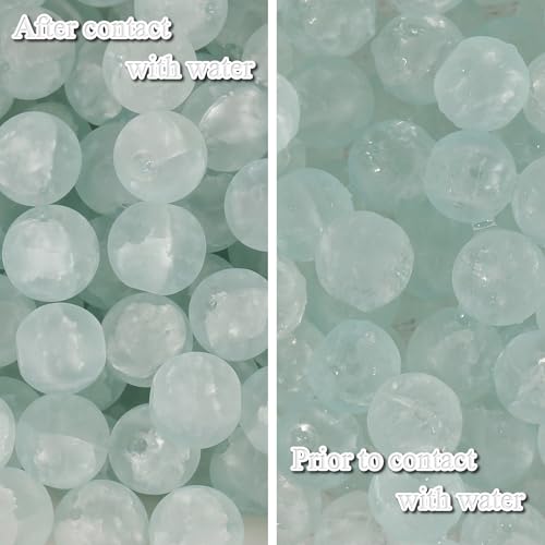 100Pcs Glass Beads 10mm Round Moon Frosted Cracked Water-Activated Transparent Glazed Beads, Ideal for DIY Bracelets Necklaces Phone Charms Craft Supplies (Light Blue) - color: Light Blue