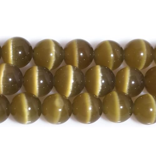HAAMIIQII 8mm Brown Cat Eye Glass Round Crystal Stone Loose Gemstone Beads for Jewelry Making Bracelets Necklaces Earrings Crafts (45-50pcs) - color: Brown, size: 8mm (45pcs)