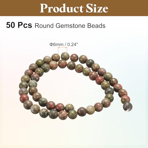 HARFINGTON 50pcs Natural Stone Beads 6mm Green Chalcedony Round Gemstone Stone Loose Beading Real Genuine Smooth Balls Bead for Jewelry Making Bracelets Necklace Earrings DIY - color: Green Chalcedony, size: 6mm