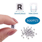 FASHEWELRY 300Pcs Cube White Acrylic Letter Beads 6x6mm Letter R Alphabet Beads for DIY Bracelet Necklace Jewelry Making - color: Letter R, size: 6x6x6mm