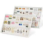 Lolalet Earring Tray Display Earring Holder, Stackable Jewelry Drawer Organizer Showcase Storage for Women Girls Stud Piercings Post Earrings -Set of 2 - style: Earrings