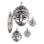 TheBeadChest 5 Pendant Bundle: African Silver Masks: Genuine West African Mask Design for DIY Jewelry & Necklaces - color: Silver, size: Variety Pack (5 Pendants)