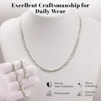 WomenGifts Cuban Link Chain Necklace for Women, Waterproof 14k Gold Silver Plated Chain Choker, Non Tarnish Stainless Steel Jewelry, 3.5/5/6/8/11mm,14/16/18 Inch Thin&Chunky&Thick - color: Silver, style: 5MM-16"