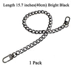 HAHIYO Purse Chain Strap Length 15.7 inches Bright Black for Shoulder Cross Body Sling Purse Handbag Clutch Replacement Strap Comfortable Flat 0.4” Wide Enough 2.4mm Extra Thick Metal Strap 1 Pack - size: Bright Black 15.7 inches