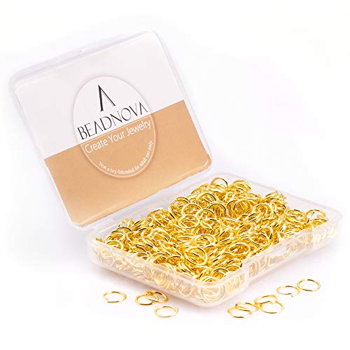 BEADNOVA 7mm Open Jump Rings for Jewelry Making Gold Jewelry Jump Rings for Keychains and Earrings (300Pcs) - color: 300pcs, size: 7mm