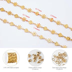 KYUNHOO 4.3 Yard Stainless Steel Heart Chain for Jewelry Making Gold Plated Flower Chains Bulk with Lobster Clasps and Jump Rings for Necklace Bracelet Crafting - color: FLower Gold
