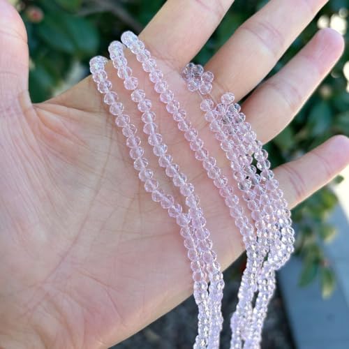 500pcs Czech Faceted Rondelle Crystal Glass Loose Beads 4mm Small Tiny Spacer Bulk Light Rose Pink for DIY Craft Jewelry Making CCR403 - color: Light Rose Pink, size: 4mm (0.16") - 500pcs