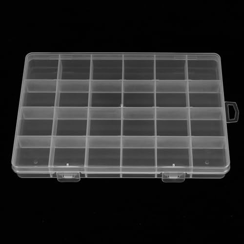 2PCS 24 Grids Clear Plastic Organizer Box Fixed Compartment Storage Container for Craft, Beads, Jewelry, Fishing Tackle, Art, Small Items