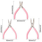 SUNNYCLUE 3pcs Jewelry Pliers Tool Set Professional Precision Tools for DIY Jewelry Making - Side Cutting Long Chain Nose Round Nose Pliers, Pink