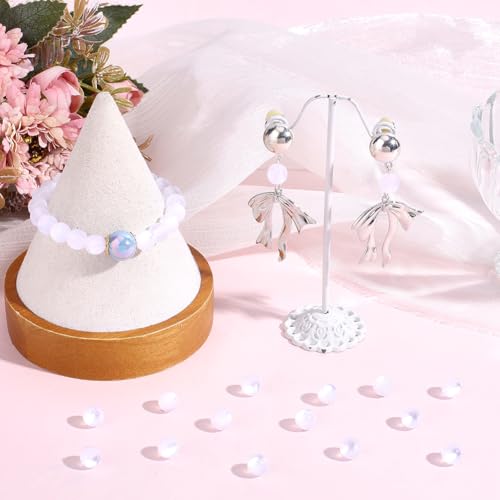 120PCS 8MM White Resin Round Beads with Holes Imitation Cat Eye Transparent Clear Shiny Smooth Spacer Looses Cats Eyes Bead Bulk for Jewelry Making Necklace Bracelet DIY Craft Supplies - color: White