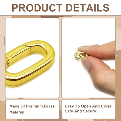 4Pcs Gold Plated Oval Charm Clasp, 18K Gold Clasp for Necklace, Spring Ring Connector, Carabiner Closures for Jewelry Making, Bracelet Enhancer
